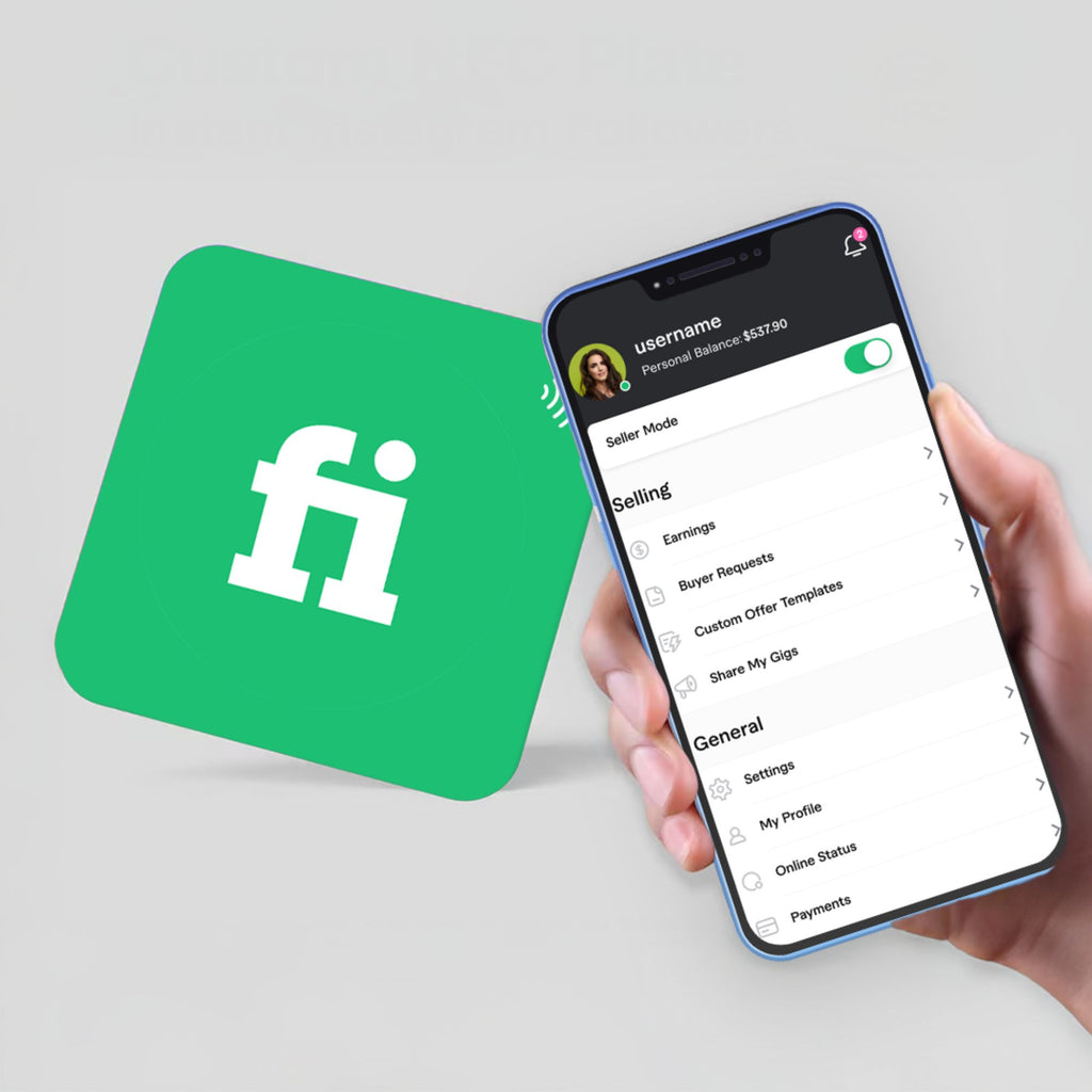 Fiverr tap-to-hire NFC tag – instantly share your Fiverr gig or profile with one tap or scan