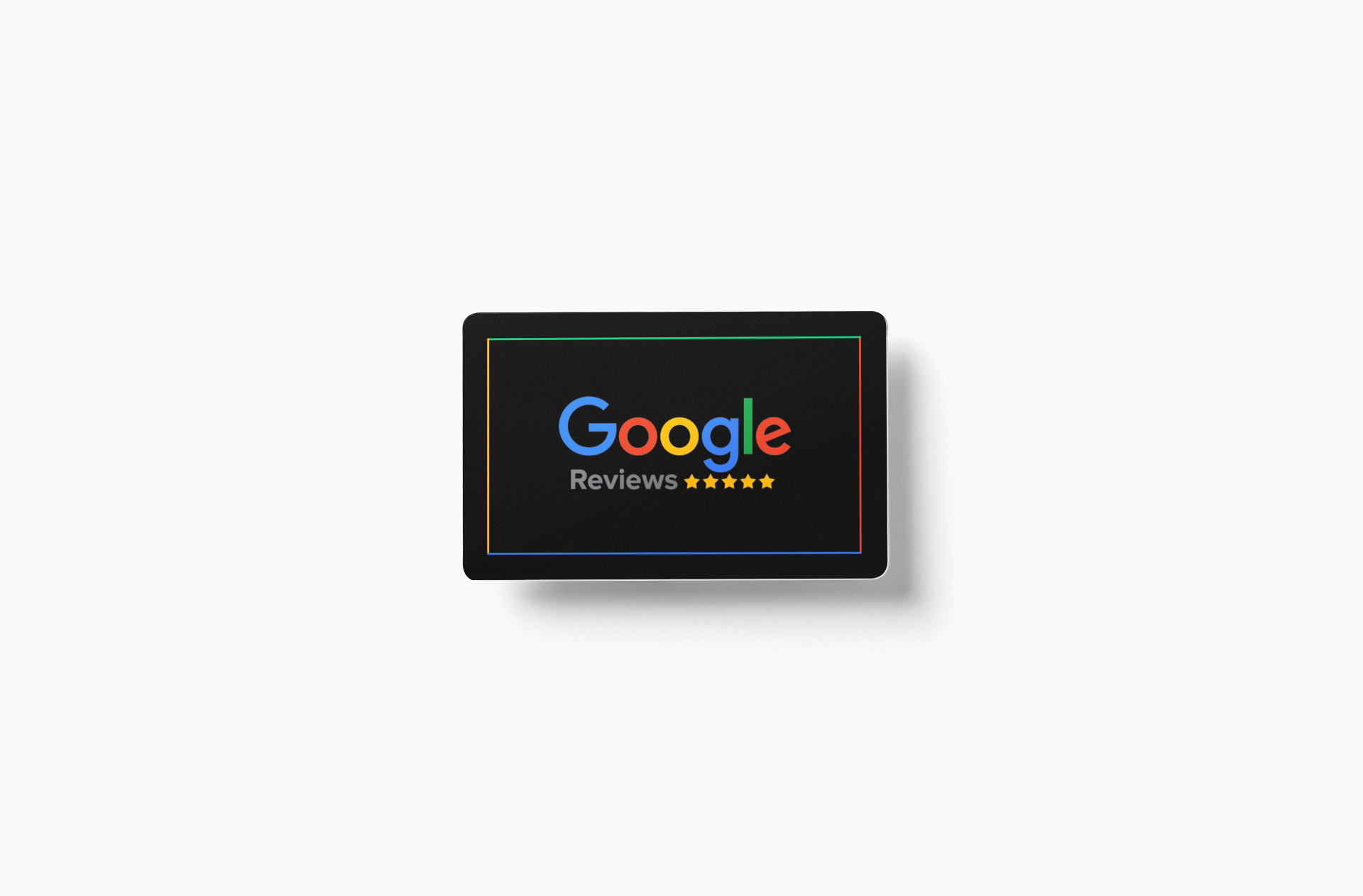 Customer tapping an NFC card to open a Google review page