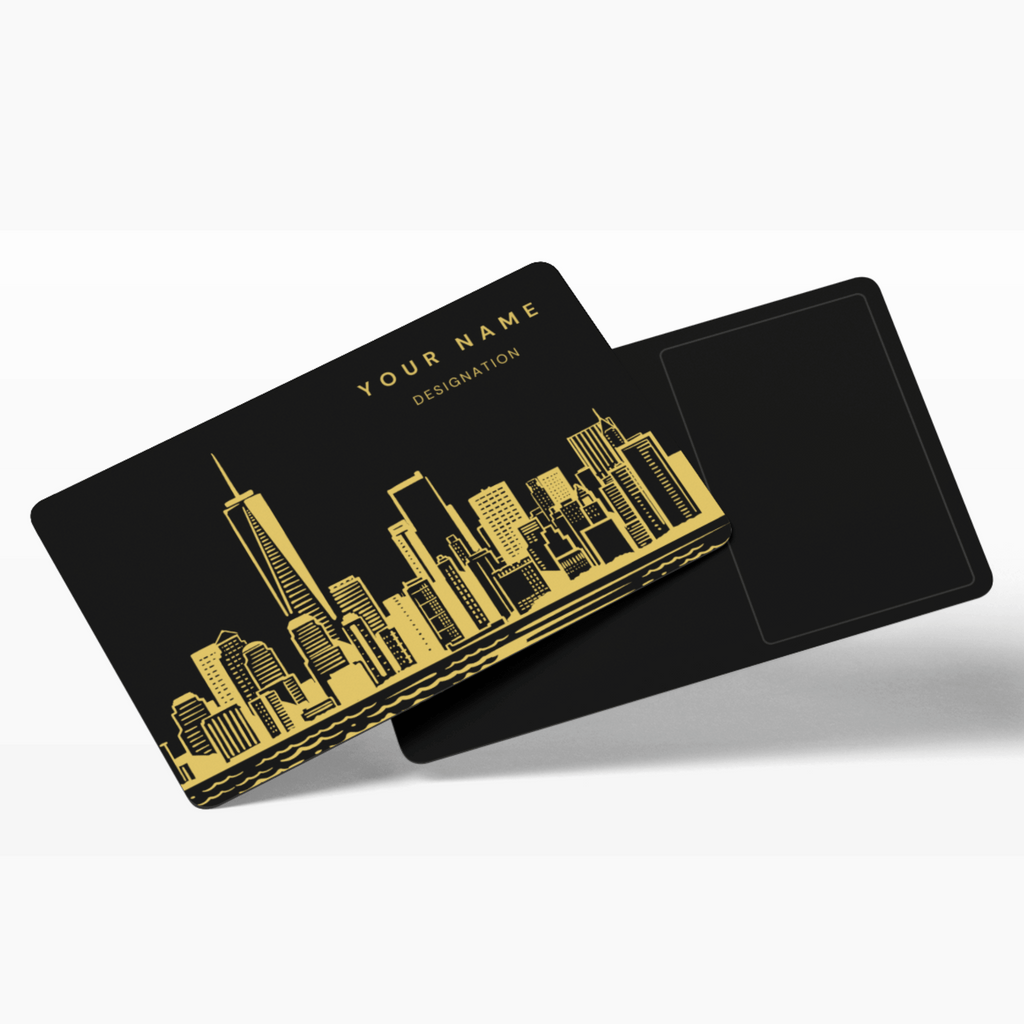 Real Estate Gold Engraved NFC Metal Business Card by TapMo, Designed for Professionals to Enhance Networking and Showcase Luxury