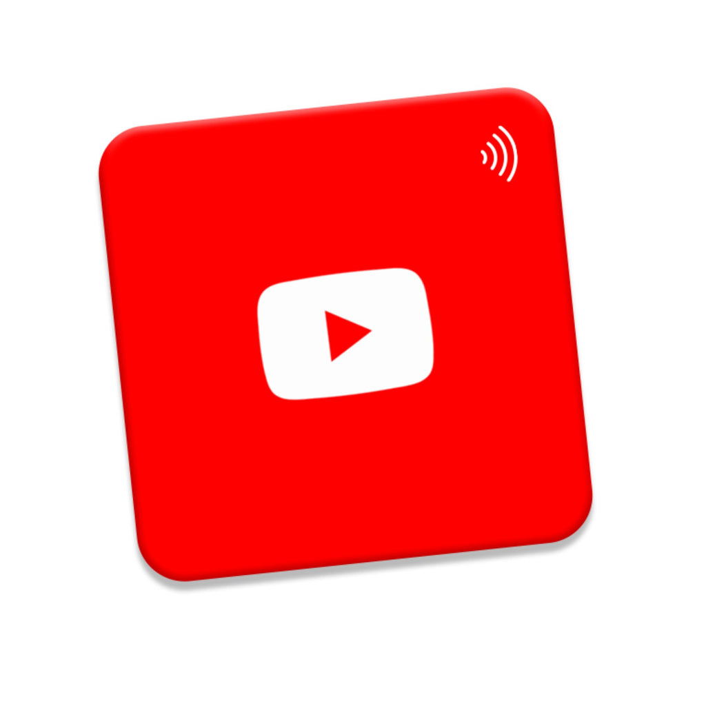 Single YouTube NFC tag front view – TapMo NFC tag designed for easy YouTube channel access with a simple tap, showcasing the front design